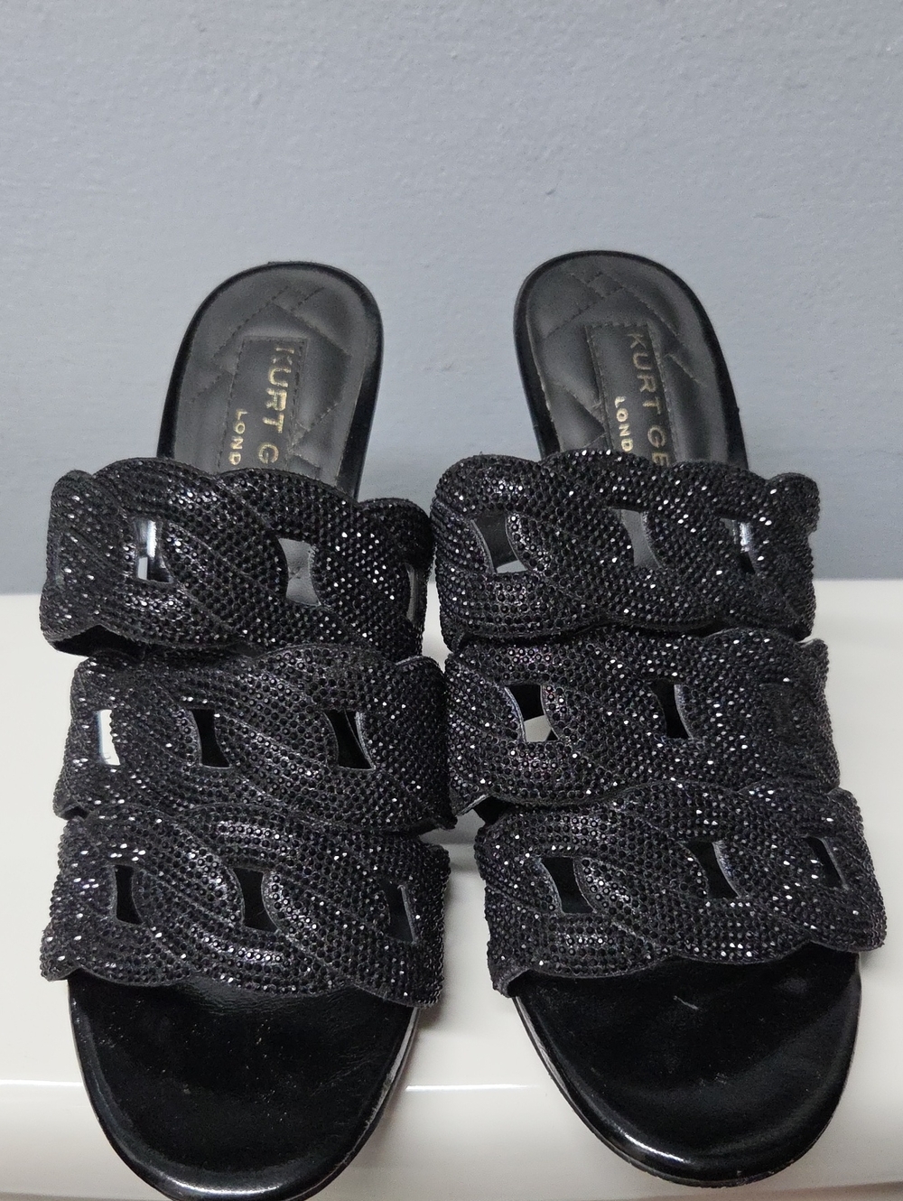 Kurt Geiger Black Crystal-Embellished Braided Heels